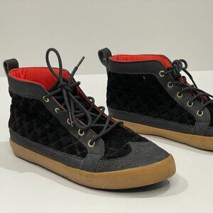 Pastry Dance High Top Sneakers Quilted Black Gold and Red Size 7.5